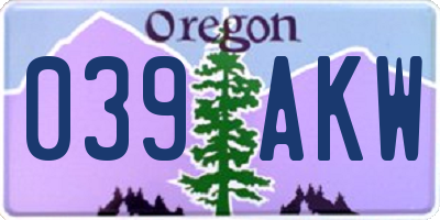 OR license plate 039AKW