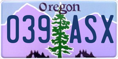 OR license plate 039ASX