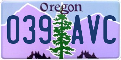 OR license plate 039AVC