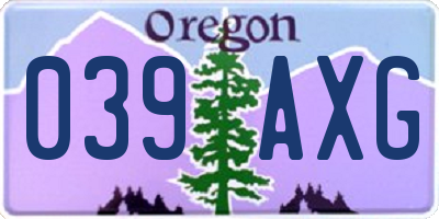 OR license plate 039AXG
