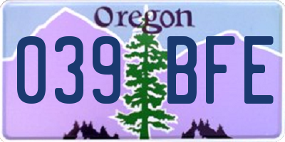 OR license plate 039BFE