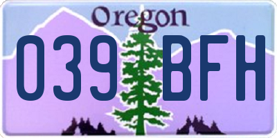 OR license plate 039BFH