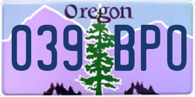 OR license plate 039BPO