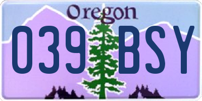 OR license plate 039BSY