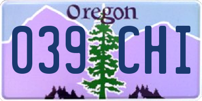 OR license plate 039CHI