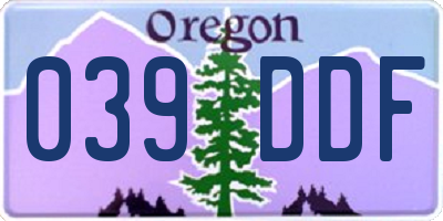 OR license plate 039DDF