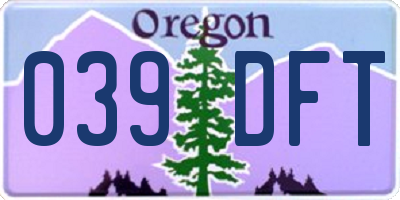 OR license plate 039DFT