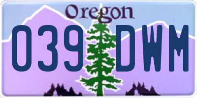 OR license plate 039DWM