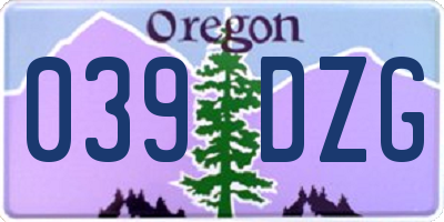 OR license plate 039DZG
