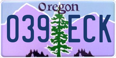 OR license plate 039ECK