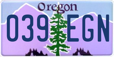 OR license plate 039EGN