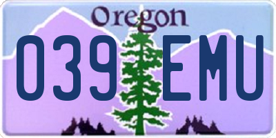 OR license plate 039EMU