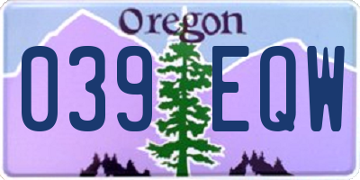 OR license plate 039EQW