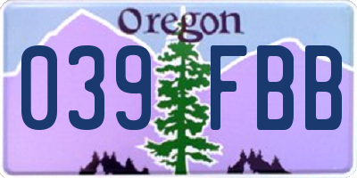OR license plate 039FBB
