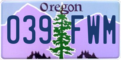 OR license plate 039FWM