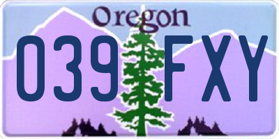 OR license plate 039FXY
