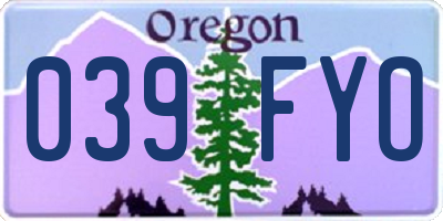 OR license plate 039FYO