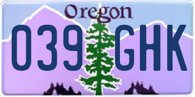 OR license plate 039GHK