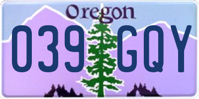 OR license plate 039GQY