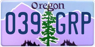 OR license plate 039GRP