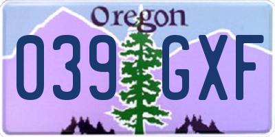 OR license plate 039GXF