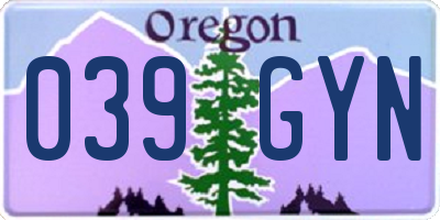 OR license plate 039GYN