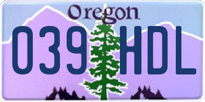 OR license plate 039HDL