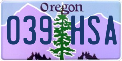 OR license plate 039HSA