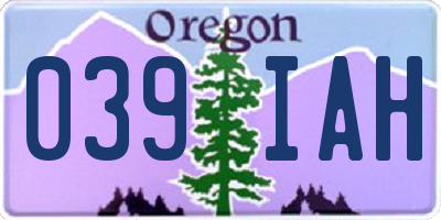 OR license plate 039IAH