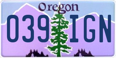 OR license plate 039IGN