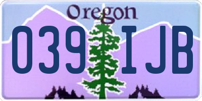 OR license plate 039IJB