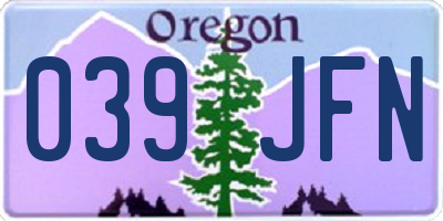 OR license plate 039JFN