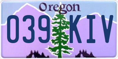 OR license plate 039KIV