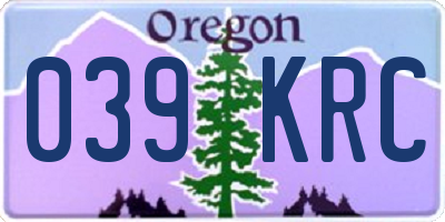 OR license plate 039KRC
