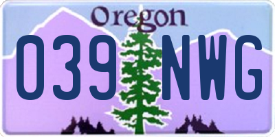OR license plate 039NWG