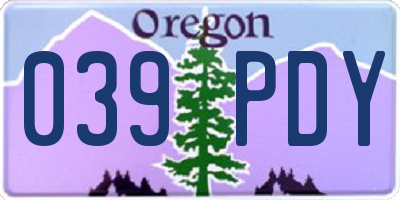OR license plate 039PDY