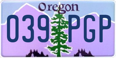 OR license plate 039PGP
