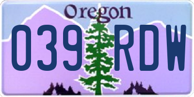 OR license plate 039RDW