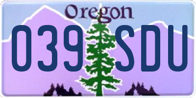 OR license plate 039SDU