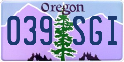 OR license plate 039SGI