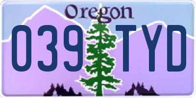 OR license plate 039TYD