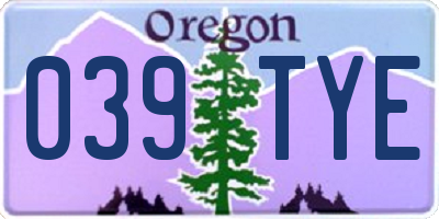 OR license plate 039TYE