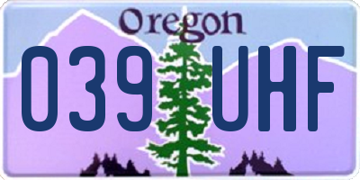 OR license plate 039UHF