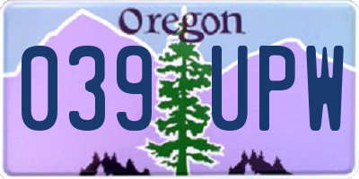 OR license plate 039UPW