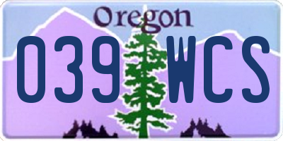 OR license plate 039WCS