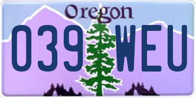 OR license plate 039WEU