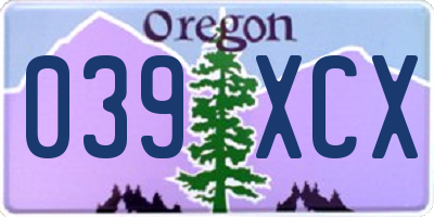 OR license plate 039XCX
