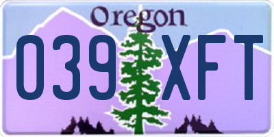 OR license plate 039XFT
