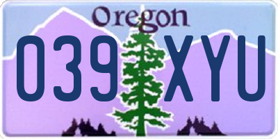 OR license plate 039XYU