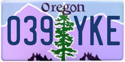 OR license plate 039YKE
